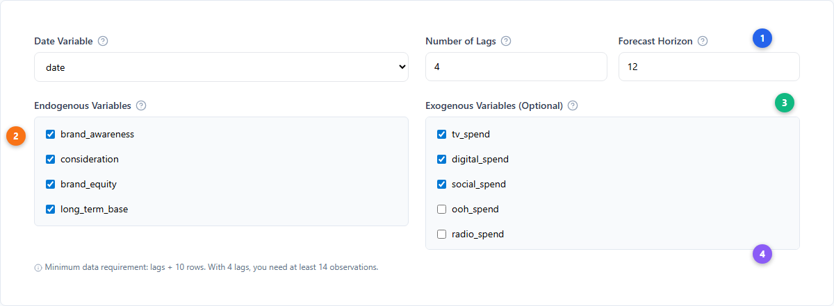 Variable assignment for VAR
